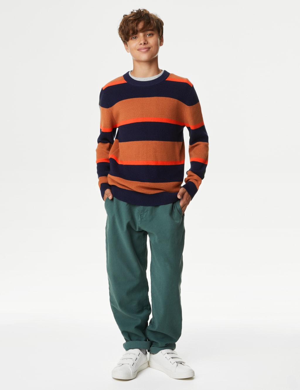Pure Cotton Striped Knitted Jumper (6-16 Yrs) image 1