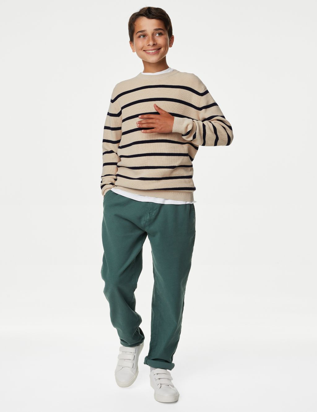 Pure Cotton Striped Knitted Jumper (6-16 Yrs) image 1