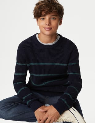 Pure Cotton Striped Knitted Jumper (6-16 Yrs)