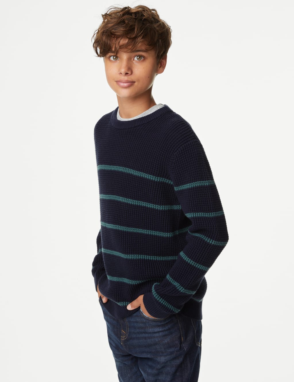 Pure Cotton Striped Knitted Jumper (6-16 Yrs) image 3