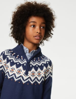 Pull en coton à motif jacquard (du 6 au 16&nbsp;ans) - CA