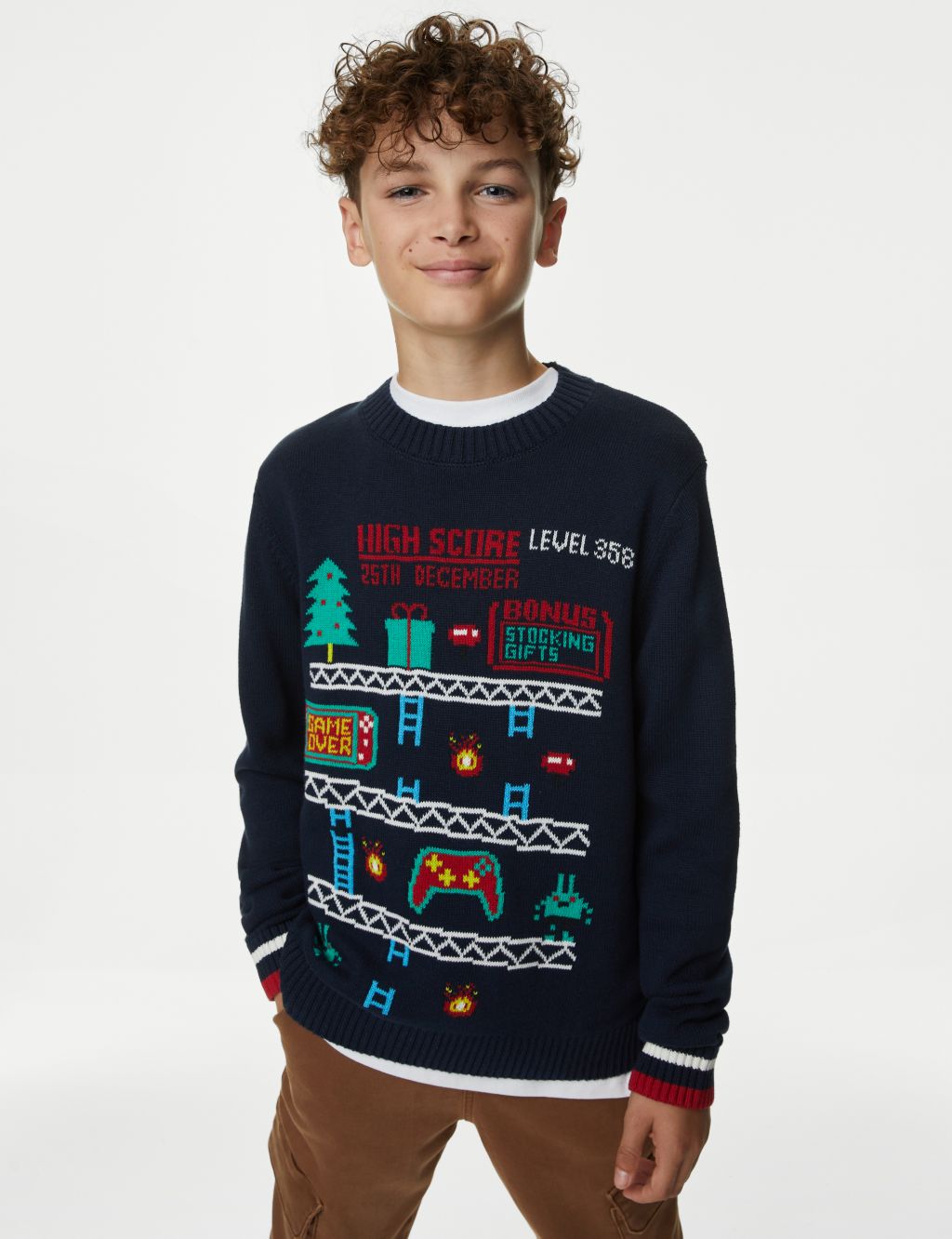 Pure Cotton Christmas Gaming Jumper (6-16 Yrs) image 1