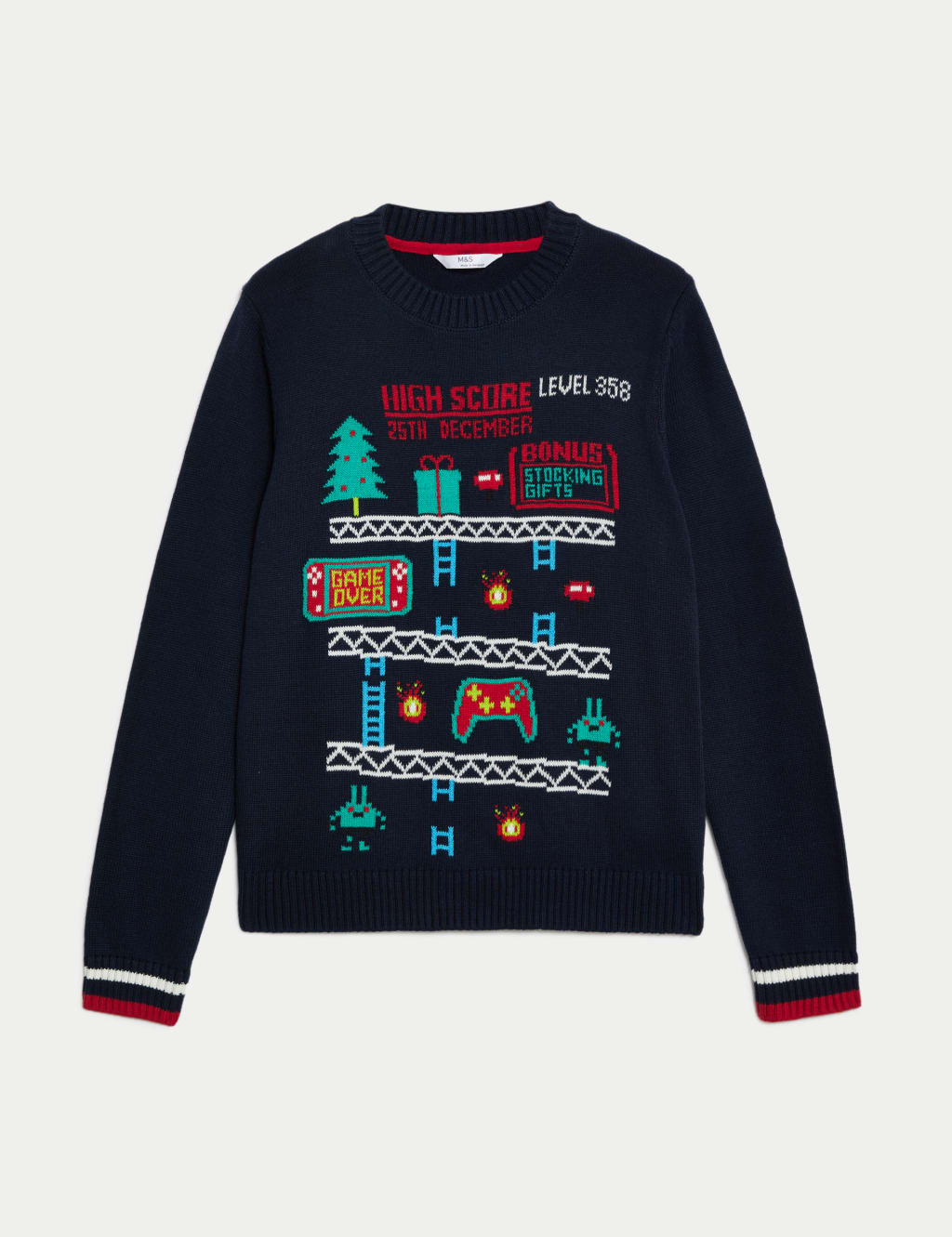 Pure Cotton Christmas Gaming Jumper (6-16 Yrs) image 2