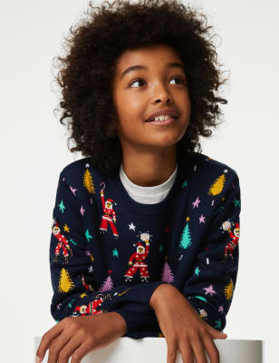 

M&S Collection Mini Me - Weihnachtspullover mit Disko-Weihnachtsmann-Motiv (6-16 J.) - Navy Mix, Navy Mix