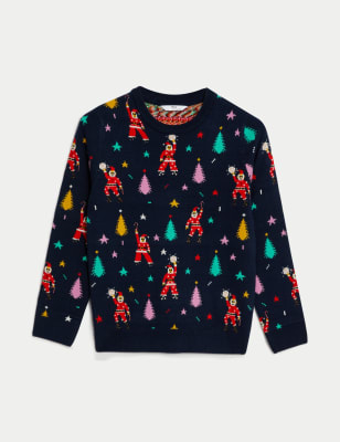 

Boys M&S Collection Mini Me Disco Santa Christmas Jumper (6-16 Yrs) - Navy Mix, Navy Mix