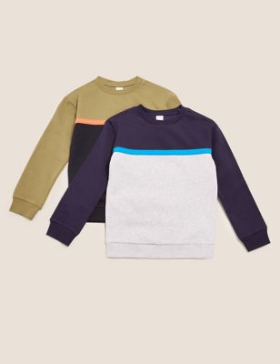 Lot de 2 sweats adaptés à motif color block, faciles à enfiler (du 2 au 14 ans) - Multi