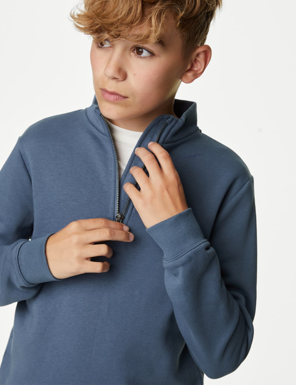 Cotton Rich Half Zip Sweatshirt (6-16 Yrs) image 3