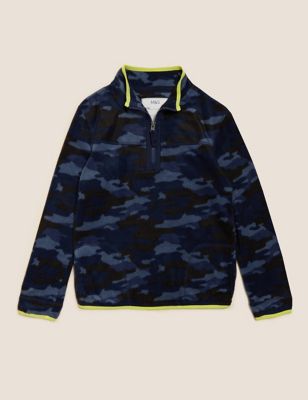 M&S Boys Camouflage Recycled Zip Fleece Top (2-16 Yrs)