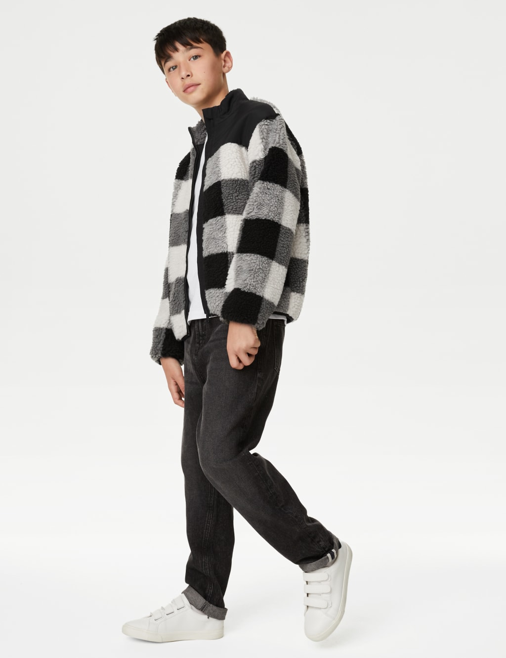 Borg Checked Zip Jumper (6-16 Yrs) image 3