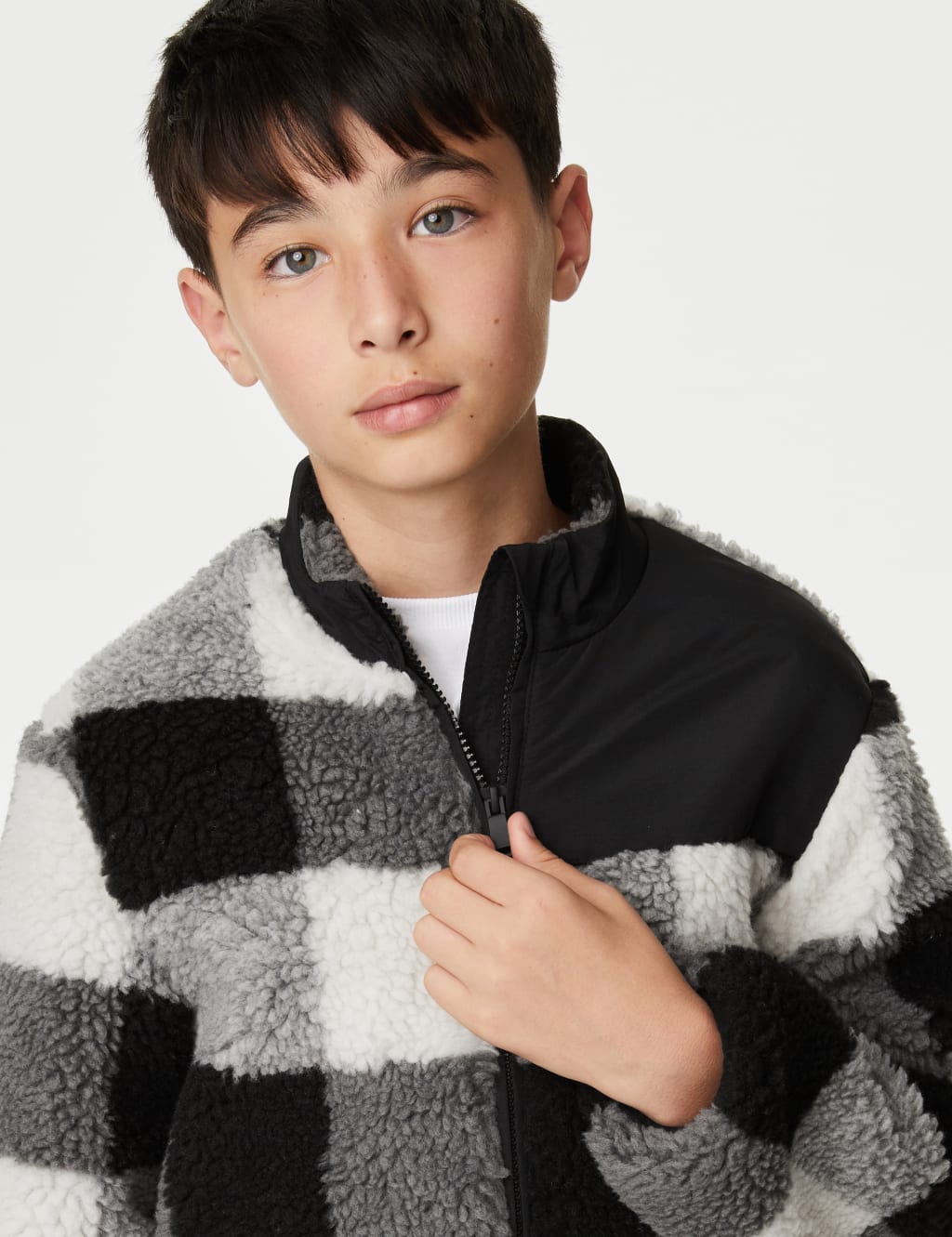 Borg Checked Zip Jumper (6-16 Yrs) image 4