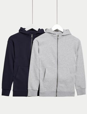 2pk Cotton Rich Zip Hoodies (6-16 Yrs)