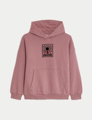M&S Cotton Rich Skater Graphic Hoodie (6-16 Yrs) - 6-7 Y - Berry, Berry