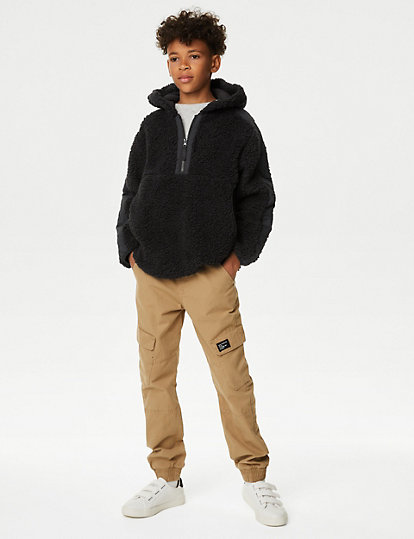 m&s collection borg half zip hoodie (6-16 yrs) - 12-13 - carbon, carbon