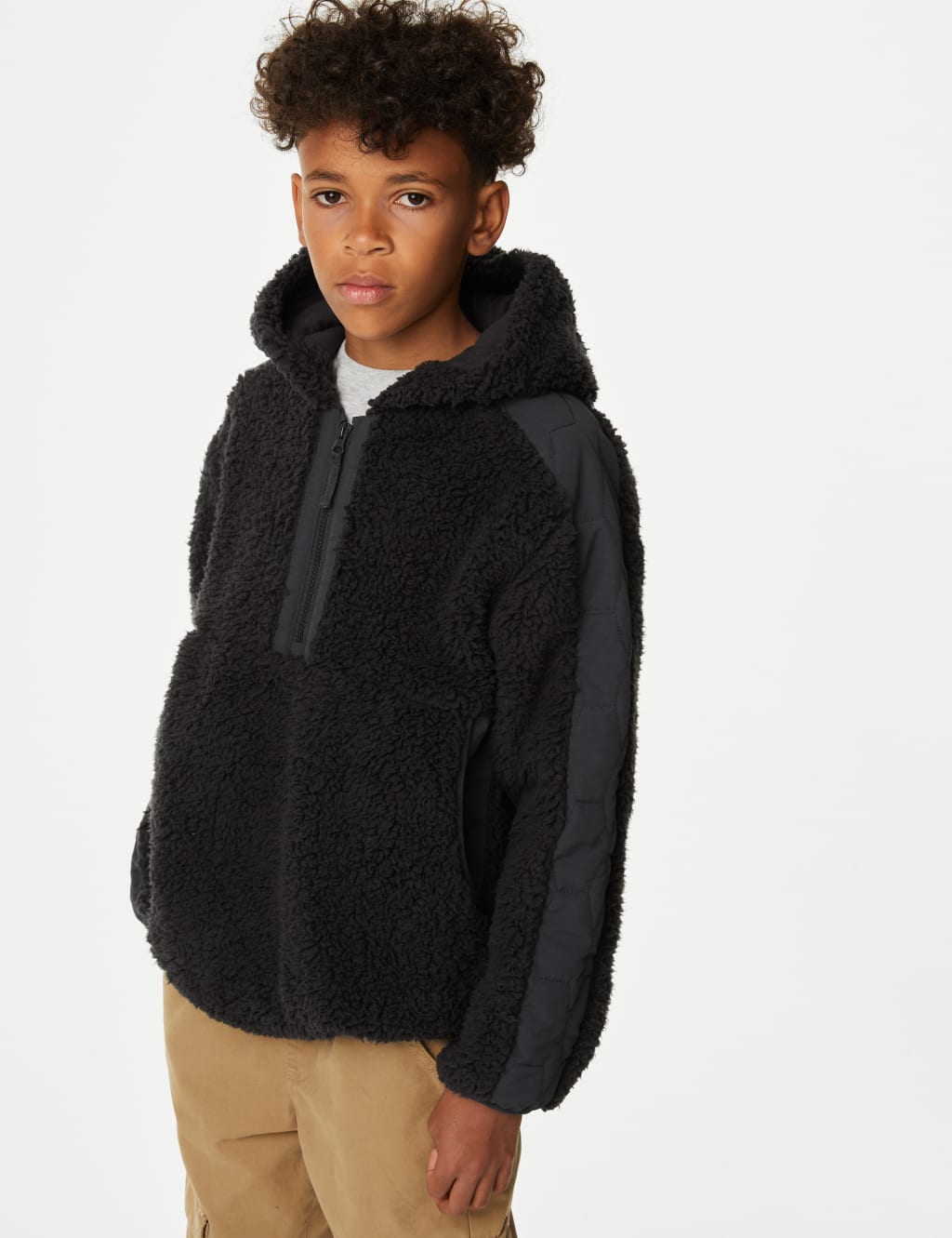 Borg Half Zip Hoodie (6-16 Yrs) image 3