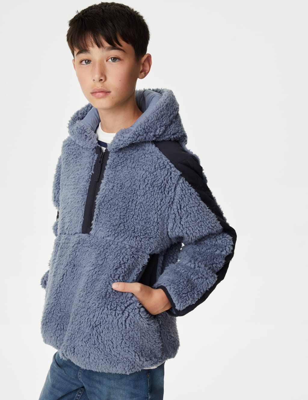 Borg Half Zip Hoodie (6-16 Yrs) image 1