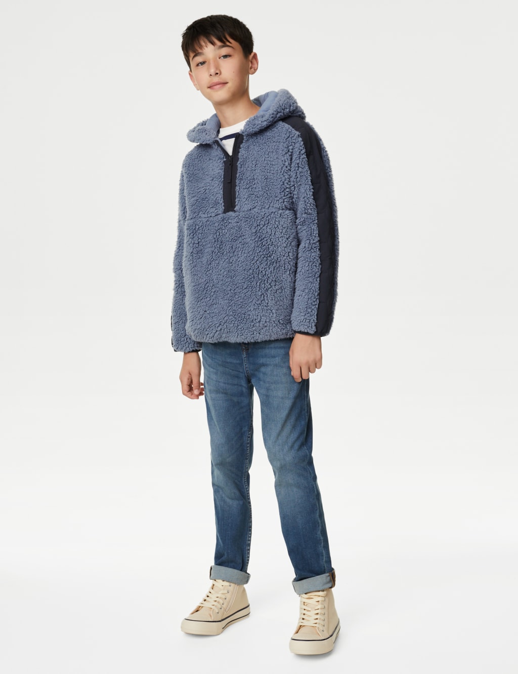 Borg Half Zip Hoodie (6-16 Yrs) image 3