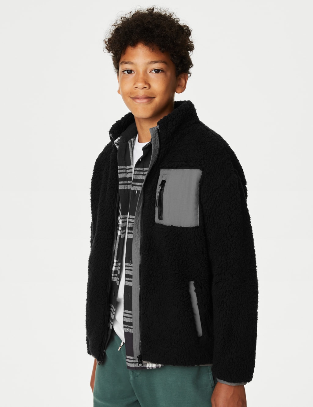 Borg Zip Through Fleece Jacket (6-16 Yrs) image 3