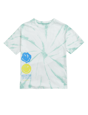 

Boys,Unisex,Girls M&S Collection SmileyWorld® Pure Cotton Tie Dye T-Shirt (6-16 Yrs) - Green Mix, Green Mix