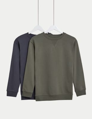 2pk Cotton Rich Plain Sweatshirts (6-16 Yrs) - CA