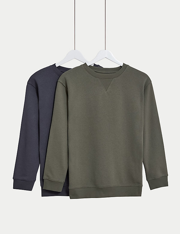 2pk Cotton Rich Plain Sweatshirts (6-16 Yrs) - NL