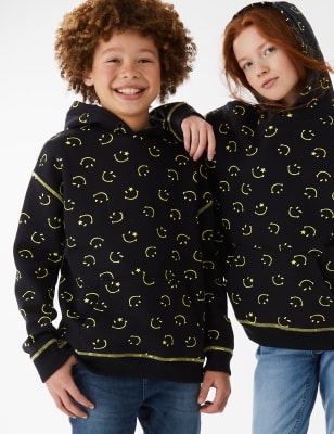 

Boys M&S Collection SmileyWorld® Cotton Hoodie (6-16 Yrs) - Black Mix, Black Mix