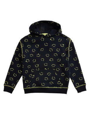 

Boys M&S Collection SmileyWorld® Cotton Hoodie (6-16 Yrs) - Black Mix, Black Mix
