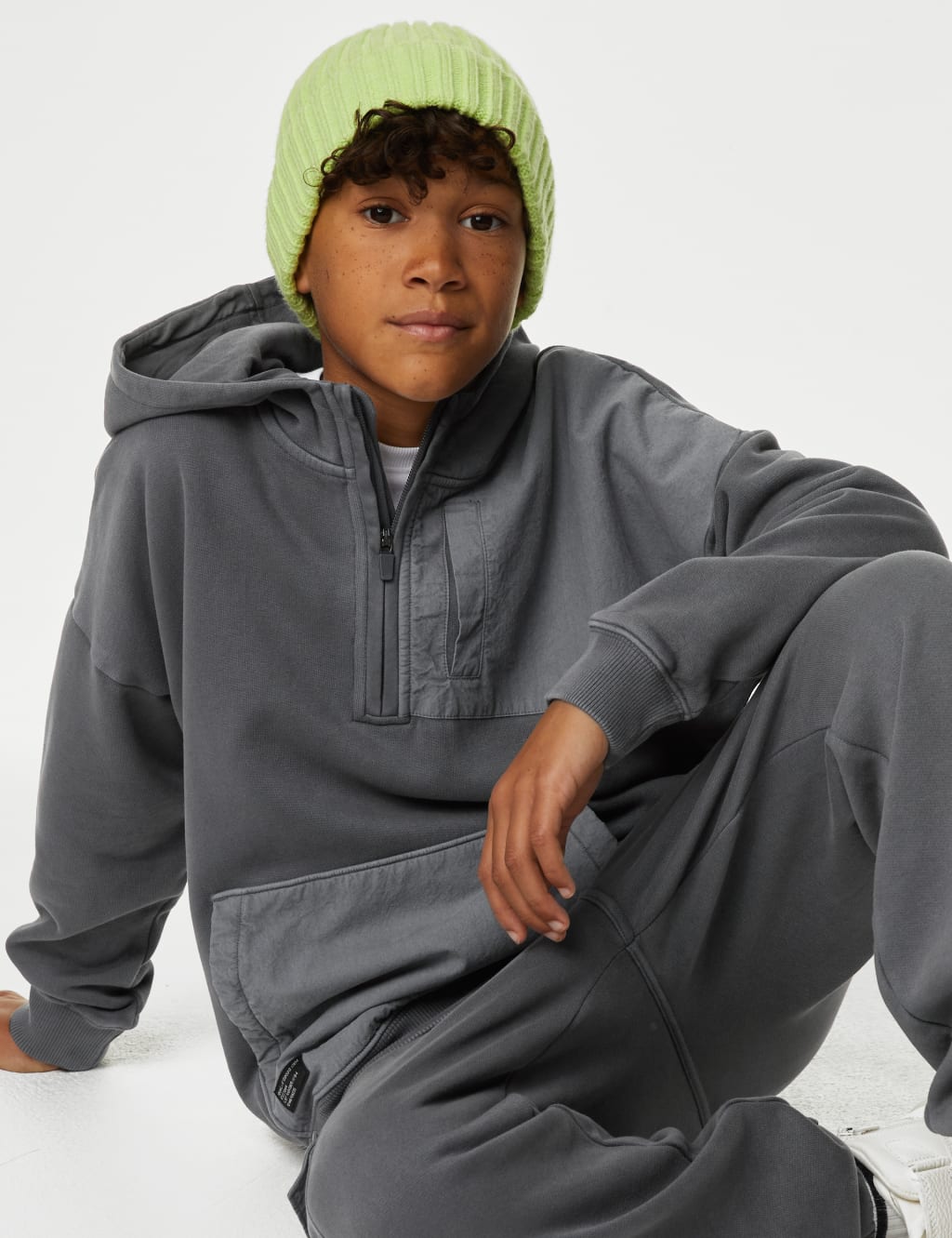 Pure Cotton Half Zip Hoodie (6-16 Yrs) image 1