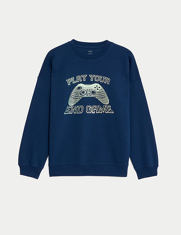 Katoenrijke sweater met 'Play Your End Game' (6-16 jaar) - NL