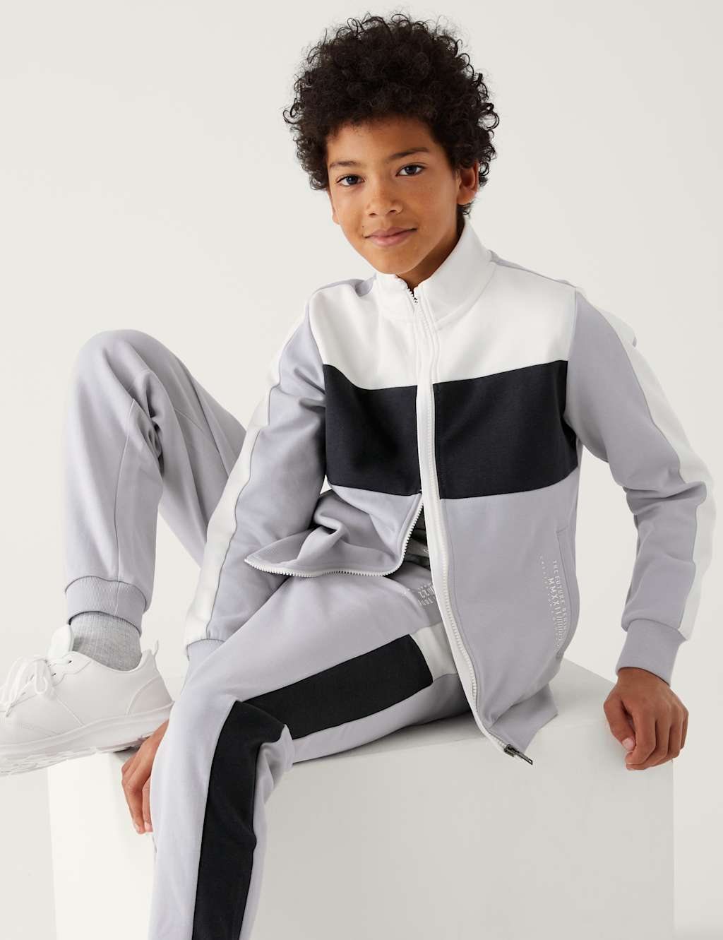 Cotton Rich Colour Block Zip Sweatshirt (6-16 Yrs) image 1