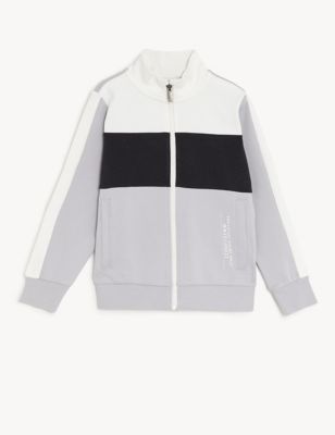 Cotton Rich Colour Block Zip Sweatshirt (6 - 16 Yrs)