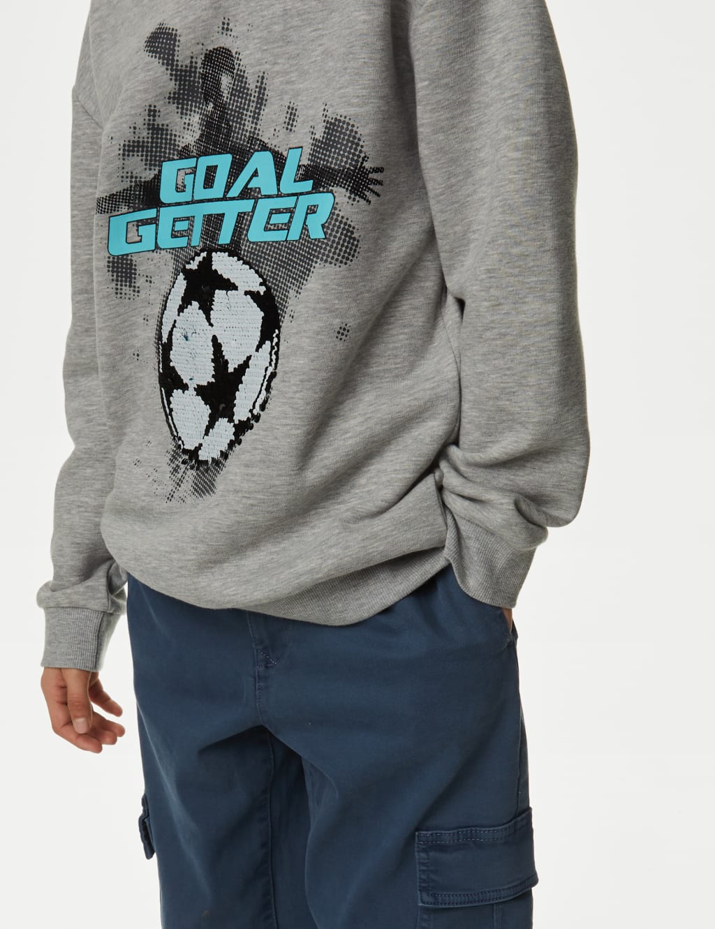 Cotton Rich Sequin Football Sweatshirt (6-16 Yrs) image 3