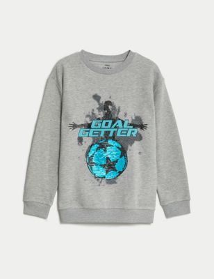 Cotton Rich Sequin Football Sweatshirt (6-16 Yrs)