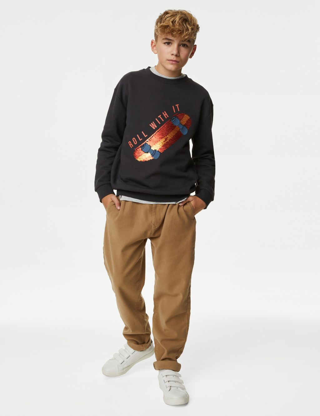 Cotton Rich Sequin Skateboard Sweatshirt (6-16 Yrs) image 1