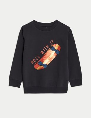 Cotton Rich Sequin Skateboard Sweatshirt (6-16 Yrs)