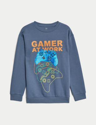 Cotton Rich Sequin Gaming Sweatshirt (6-16 Yrs)