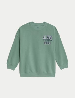 

Boys,Unisex,Girls M&S Collection Cotton Rich Basketball Sweatshirt (6-16 Yrs) - Smokey Green, Smokey Green