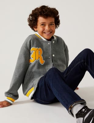 

M&S Collection Bestickte Bomberjacke mit Varsity-Motiv (6-16 J.) - Grey Mix, Grey Mix