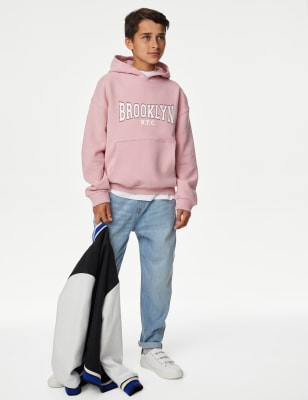 

Boys,Unisex,Girls M&S Collection Cotton Rich Slogan Hoodie (6-16 Yrs) - Pink, Pink