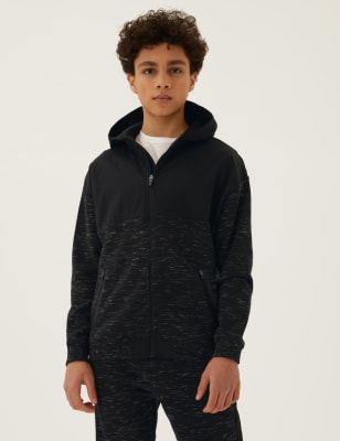 

M&S Collection Sudadera con capucha de algodón de bloques de color con cremallera (6-16 años) - Black Mix, Black Mix