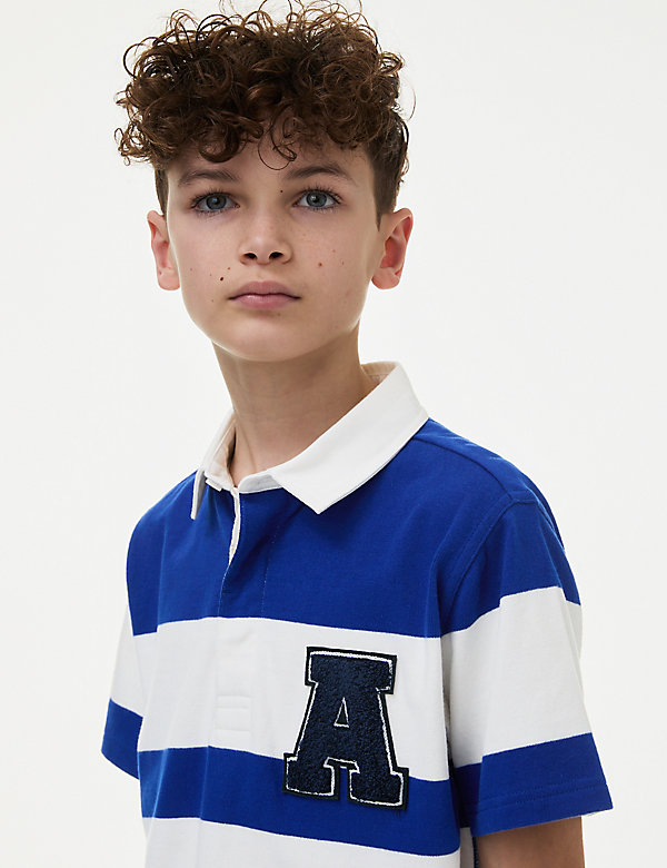 純棉標誌欖球襯衫（6 至 16 歲） - HK
