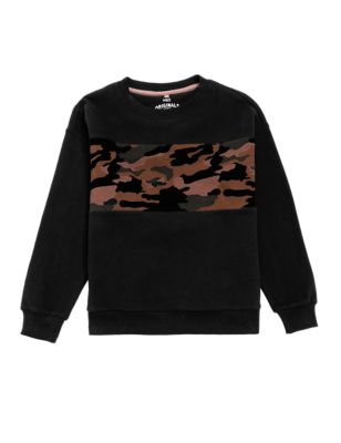 M&S Boys Cotton Rich Camouflage Sweatshirt (6-16 Yrs)