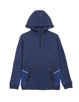 

M&S Collection Trikot-Hoodie aus reiner Baumwolle mit Reißverschluss (6-16 J.) - Navy Mix, Navy Mix