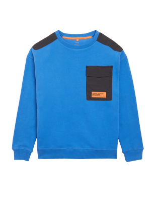 

Boys M&S Collection Cotton Rich Pocket Detail Sweatshirt (6-16 Yrs) - Bright Blue, Bright Blue