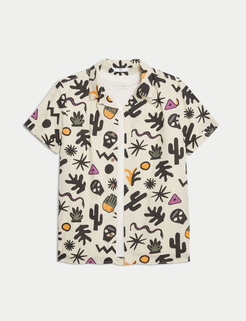 Pure Cotton Skull Print Shirt & T-Shirt Set