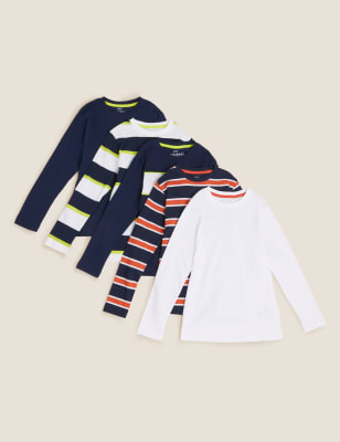 

M&S Collection Pack de 3 tops 100% algodón de rayas (6-16 años) - Multi, Multi