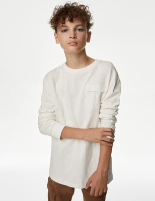 Long-Sleeve Textured Top with Cut-Out Detail, Regular