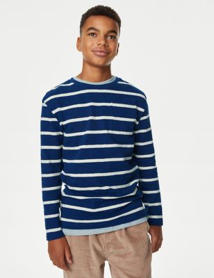 Pure Cotton Textured Striped Top (6-16 Yrs)