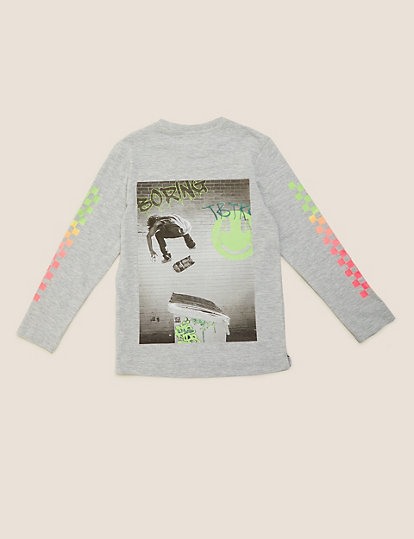 Pure Cotton Skate Back Graphic Top