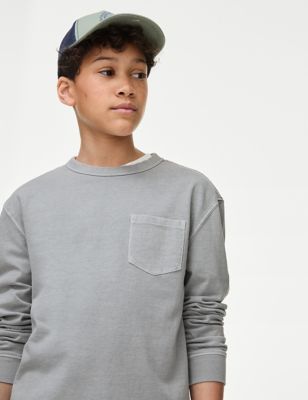 

Boys,Unisex,Girls M&S Collection Pure Cotton Garment Dyed Top (6-16 Yrs) - Grey, Grey
