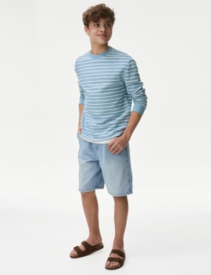 

Boys M&S Collection Cotton Rich Striped Top (6-16 Yrs) - Blue Mix, Blue Mix